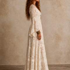 Vintage maxi dress with bell sleeves full length