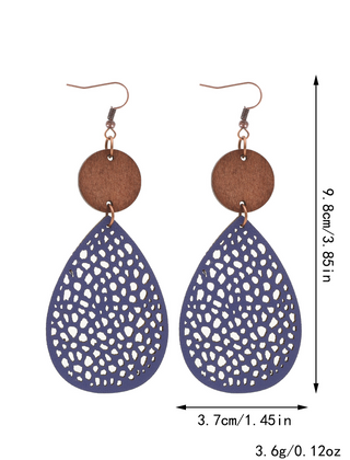Vintage Style Hollow-Out PU Leather Drop Earrings