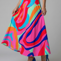 Natalie | Wrap-Neckline Midi Dress with 3/4 Sleeves