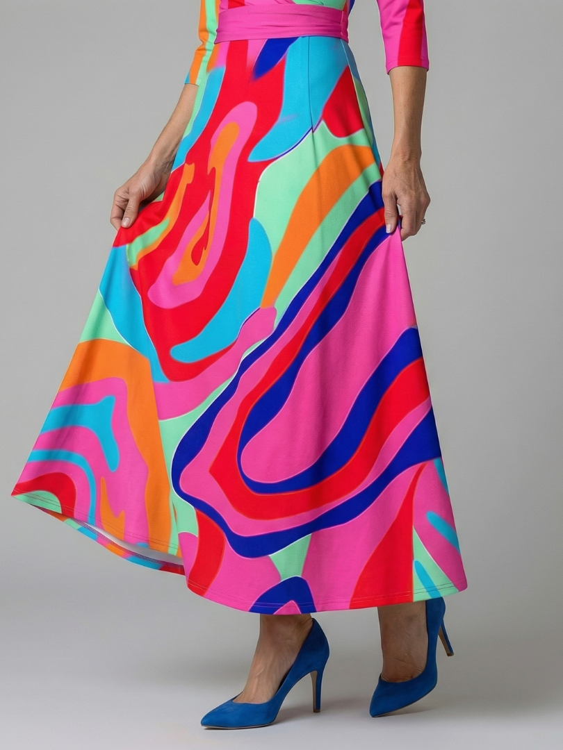 Natalie | Wrap-Neckline Midi Dress with 3/4 Sleeves