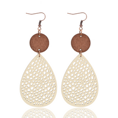 Vintage Style Hollow-Out PU Leather Drop Earrings