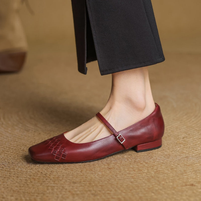 Square-Toe Mary Jane Flat