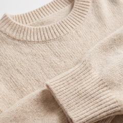 Maris drape sweater, close-up of the knit, neckline and cuff