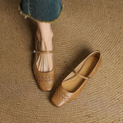 Square-Toe Mary Jane Flat