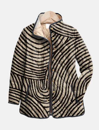 Retro Hand-Drawn Circle Design Quilted Jacket