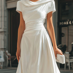 Celeste | Asymmetric Draped Midi Dress