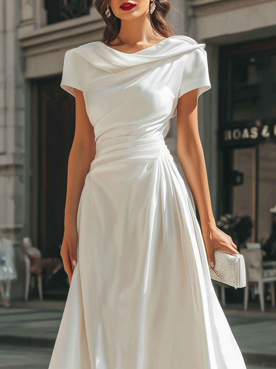 Celeste | Asymmetric Draped Midi Dress