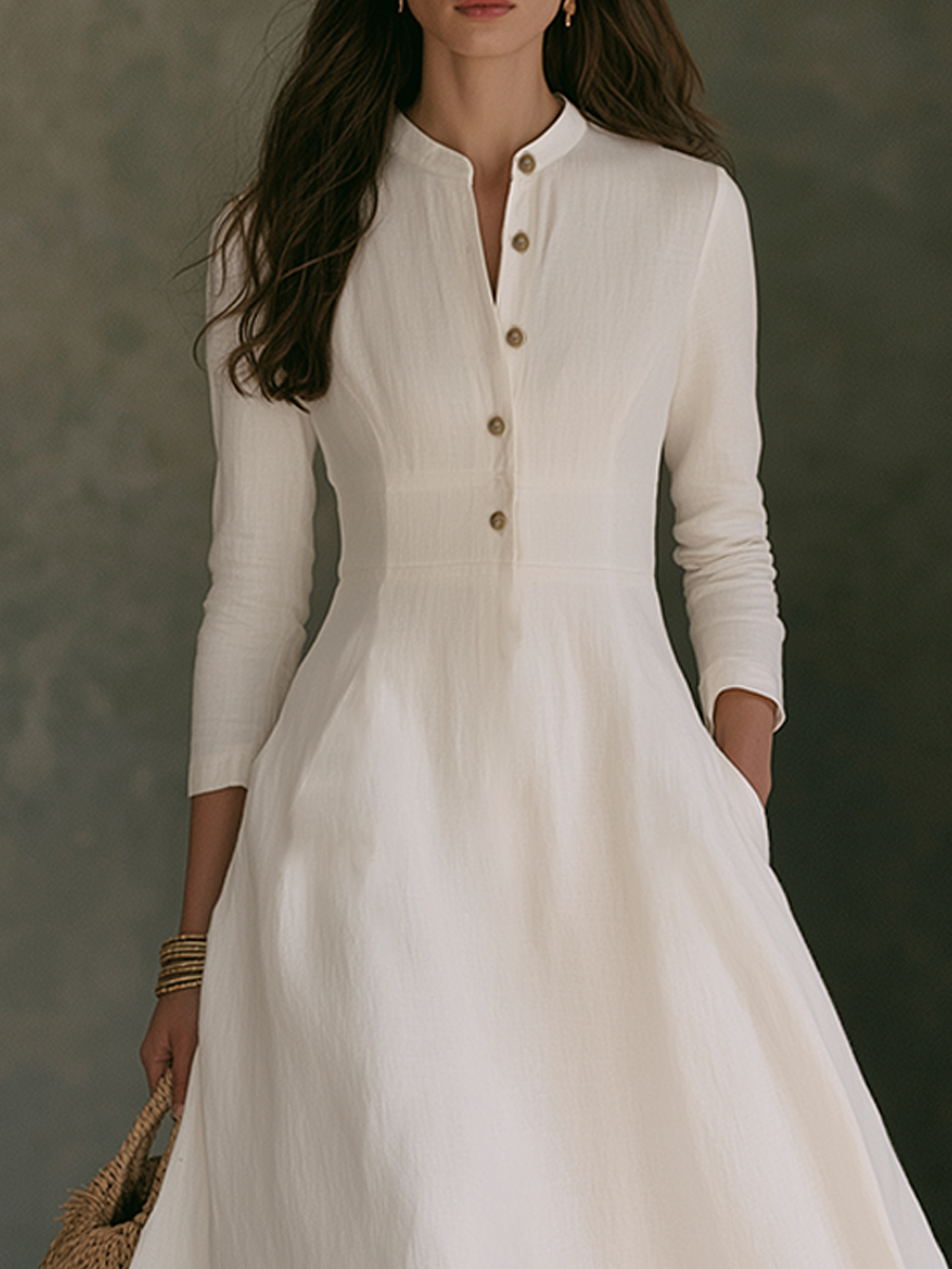 Linen A-Line Maxi Dress for Women