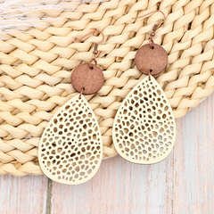 Vintage Style Hollow-Out PU Leather Drop Earrings