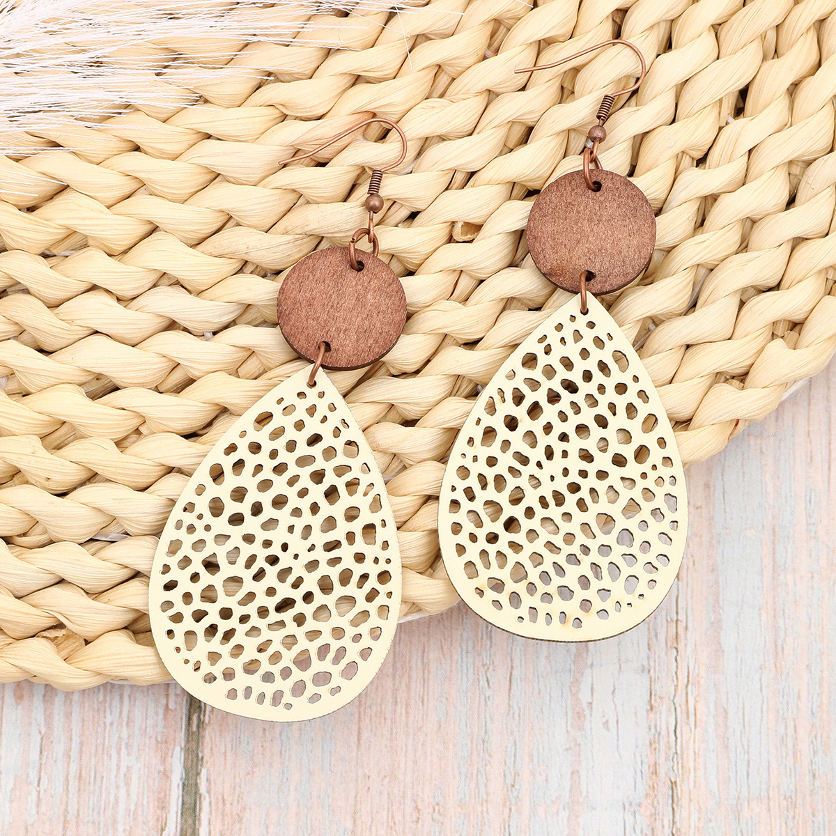 Vintage Style Hollow-Out PU Leather Drop Earrings