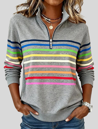 Colourful Striped Quarter-Zip Sweatshirt
