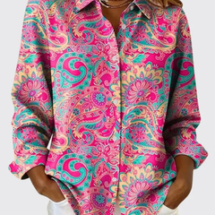 Paisley Print Button-Up Blouse