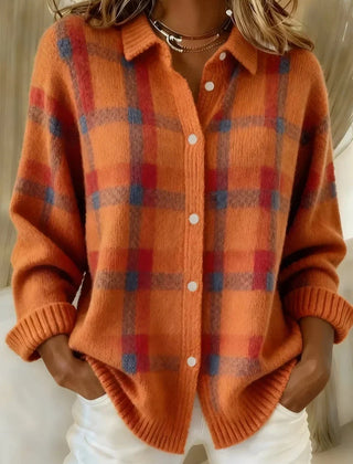 Plaid Button-Up Cardigan