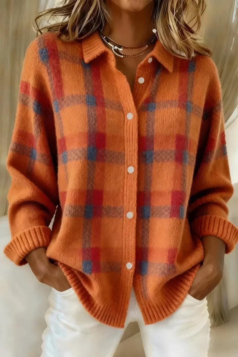 Plaid Button-Up Cardigan