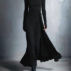 Long-Sleeve Side-Tie Draped Maxi Dress for Women