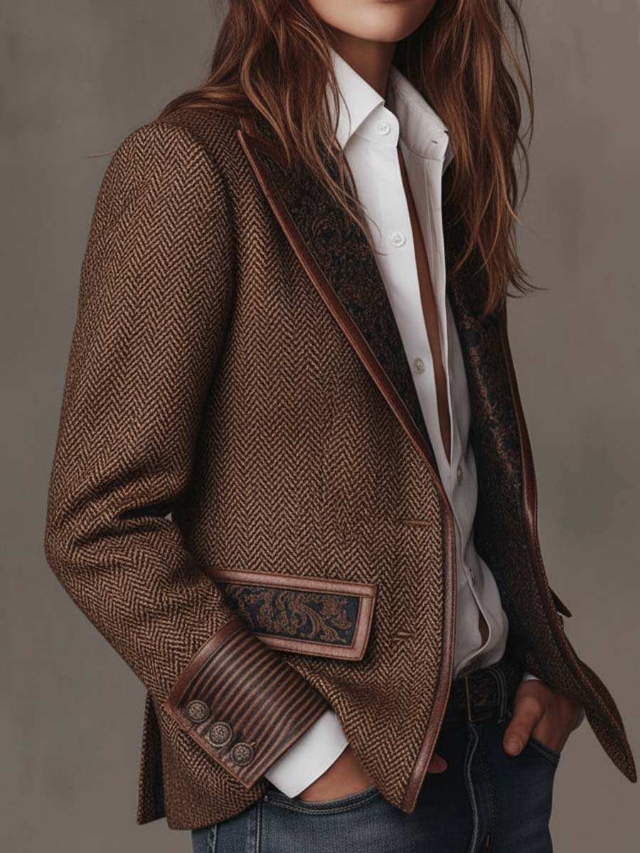 Herringbone Panel Blazer