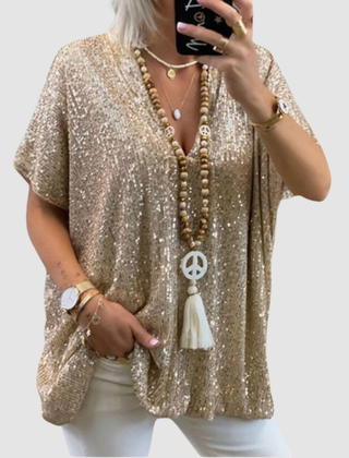 V-Neck Sequin Top
