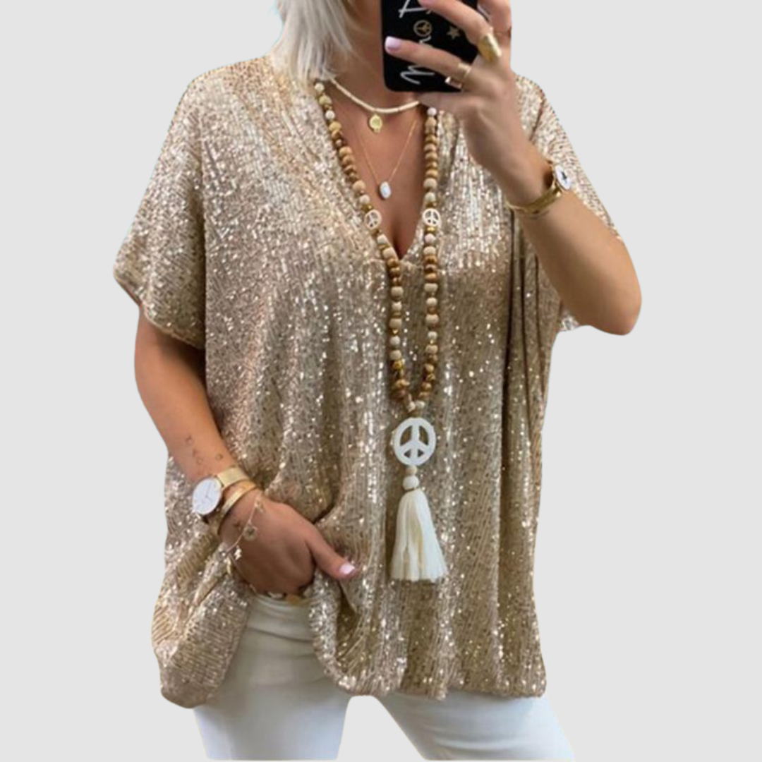 V-Neck Sequin Top