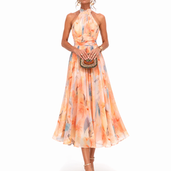 Lillian | Halter Maxi Dress with Watercolor Print