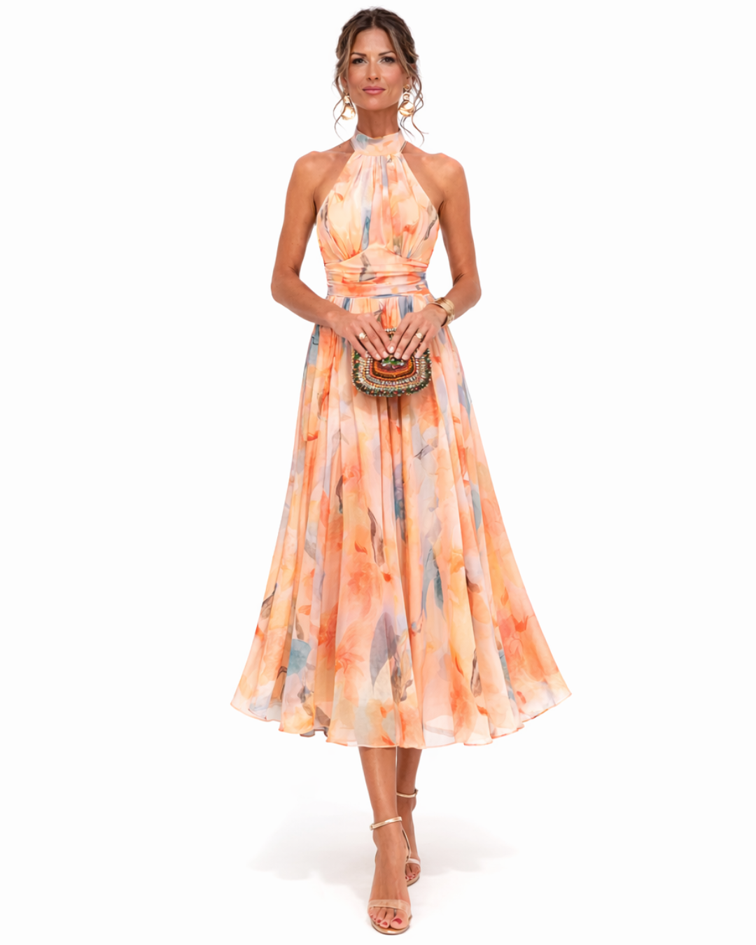 Lillian | Halter Maxi Dress with Watercolor Print