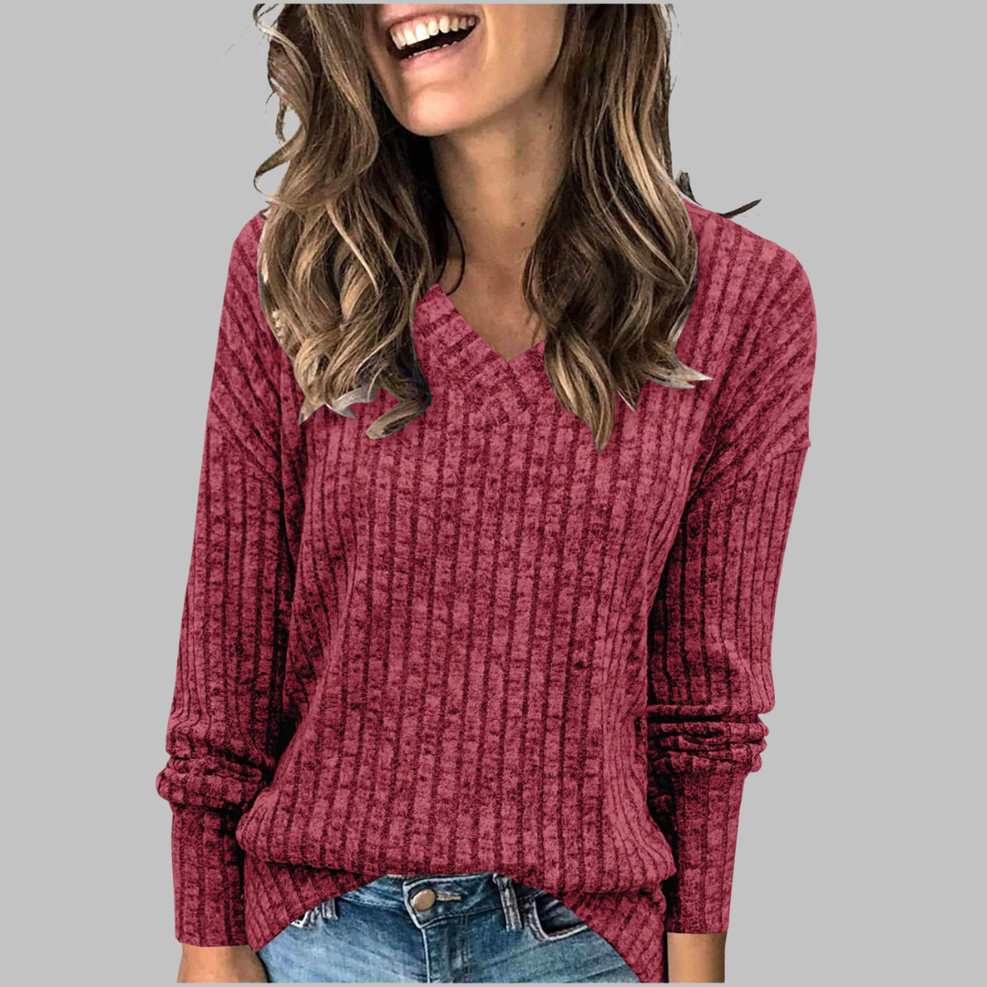 Comfy V-Neck Long Sleeve Top