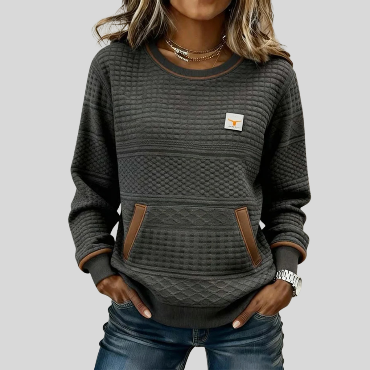 Crew Neck Colorblock Sweatshirt