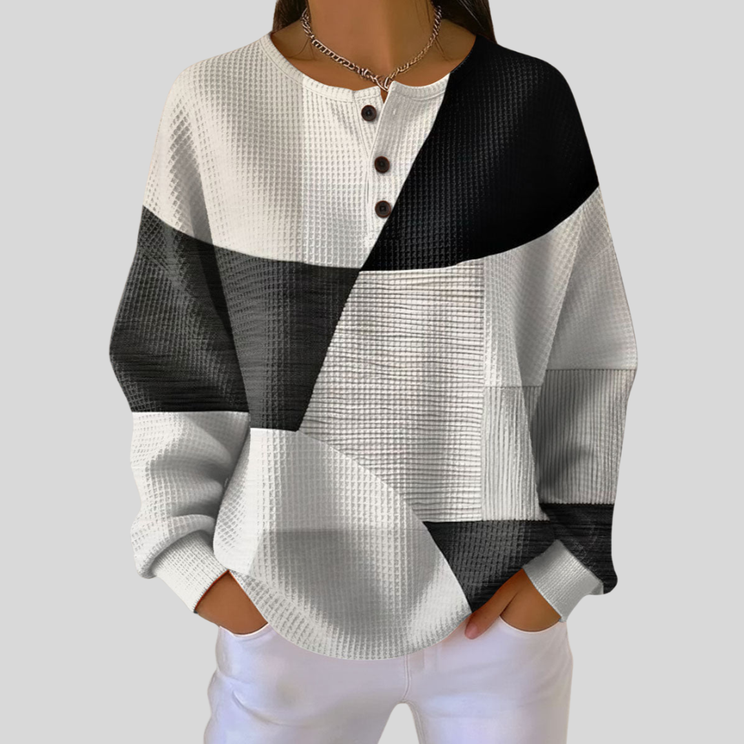 Waffle Knit Henley Sweatshirt