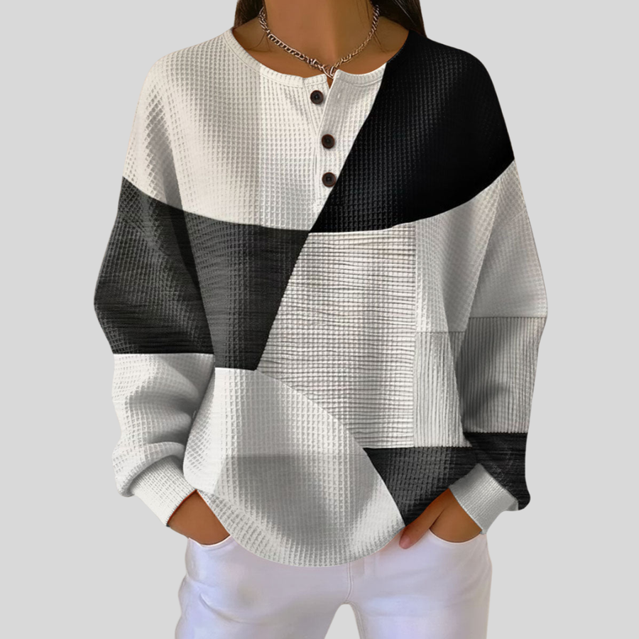 Waffle Knit Henley Sweatshirt