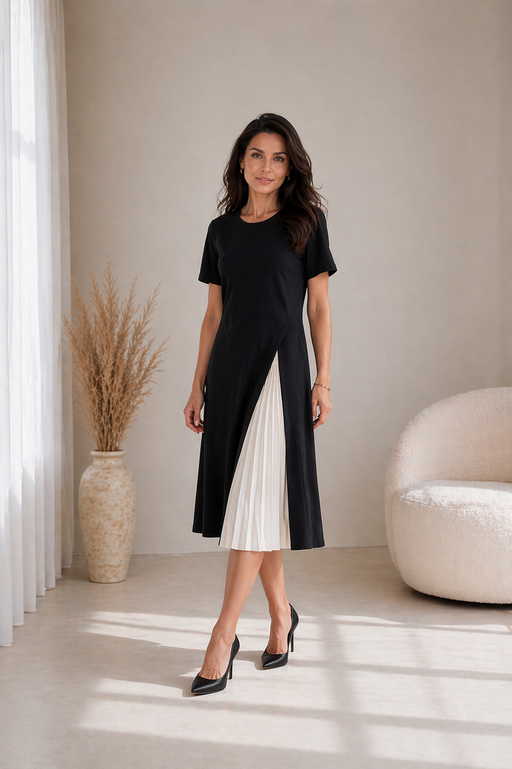 Monica | Midi Dress with a Pleated Panel
