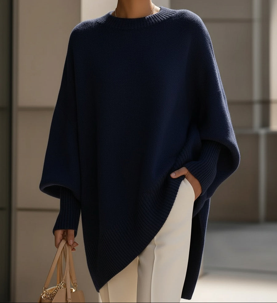 Oversized Draped Wide-Neck Sweater