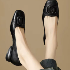Square-Toe Vegan Leather Ballet Flats
