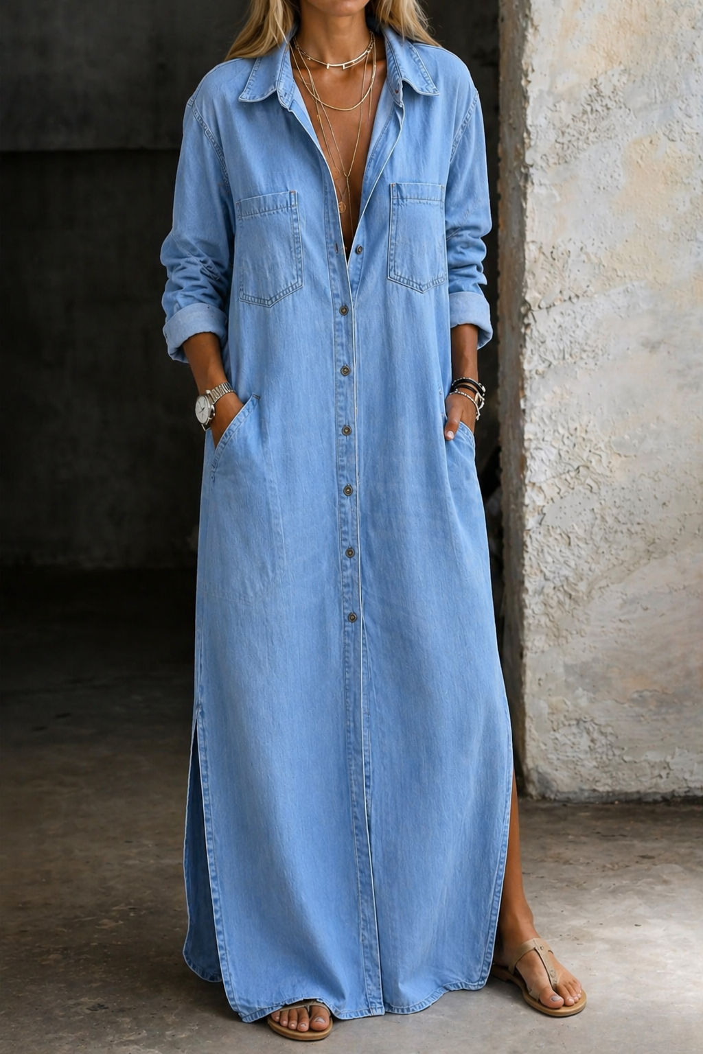 Denim Button Down Dress
