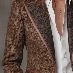 Herringbone Panel Blazer
