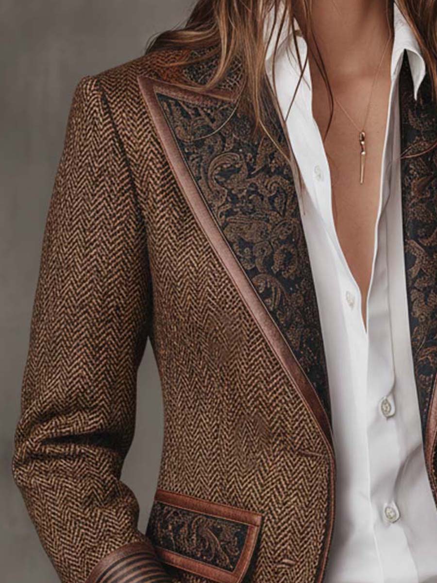 Herringbone Panel Blazer