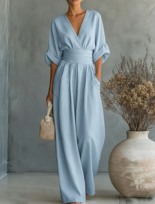 V-Neck High-Waist Jumpsuit