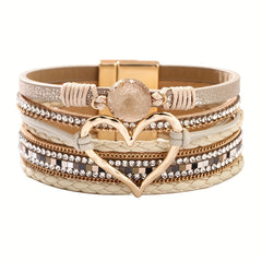 Bohemian Multi-Layer Heart Leather Bracelet