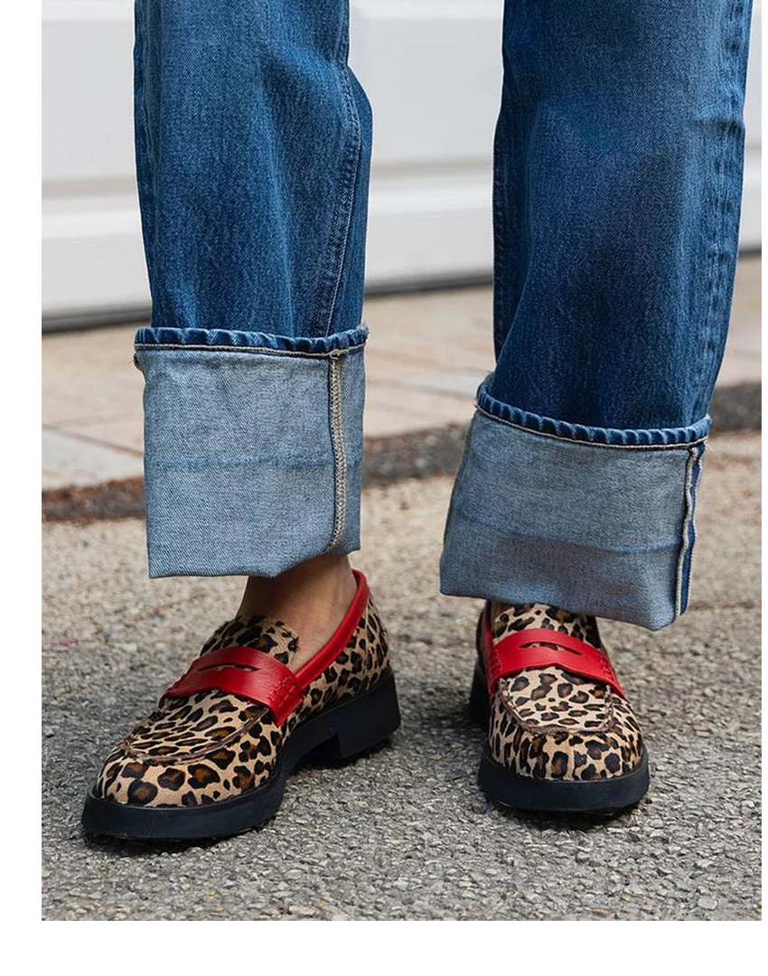 Leopard Loafers with Red Details
