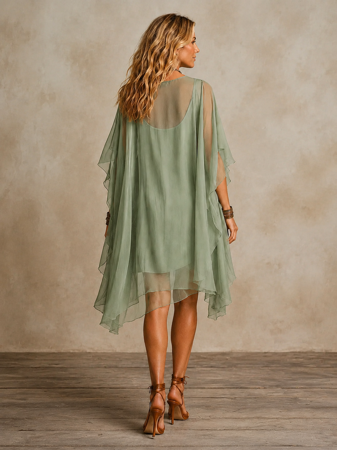 Tiered mini dress full length view