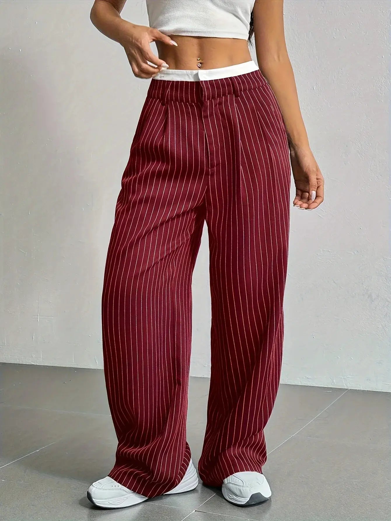 Laura | Elegant Striped High-Waist Pants