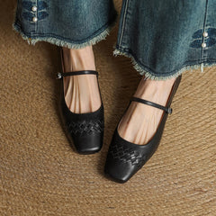 Square-Toe Mary Jane Flat