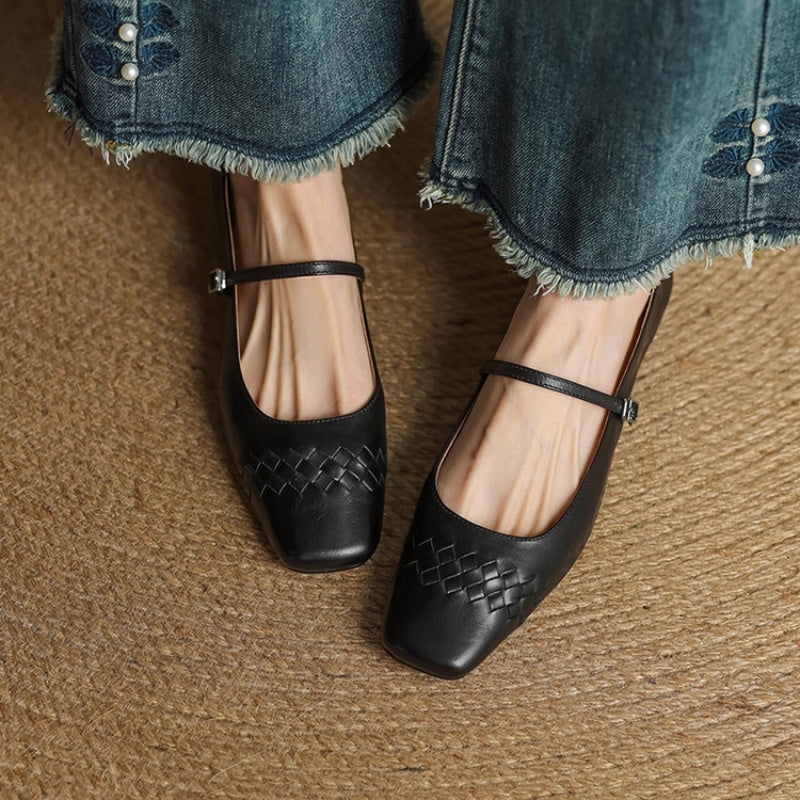 Square-Toe Mary Jane Flat
