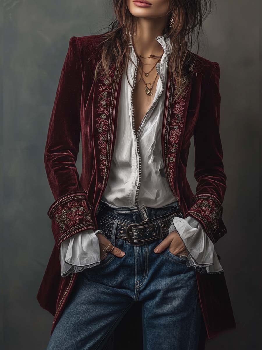 Embroidered Longline Jacket