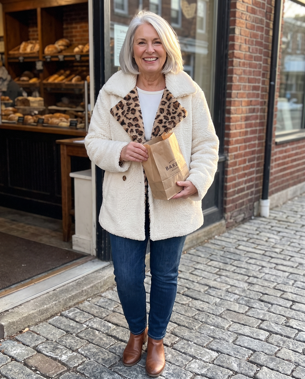 Lori teddy coat, worn