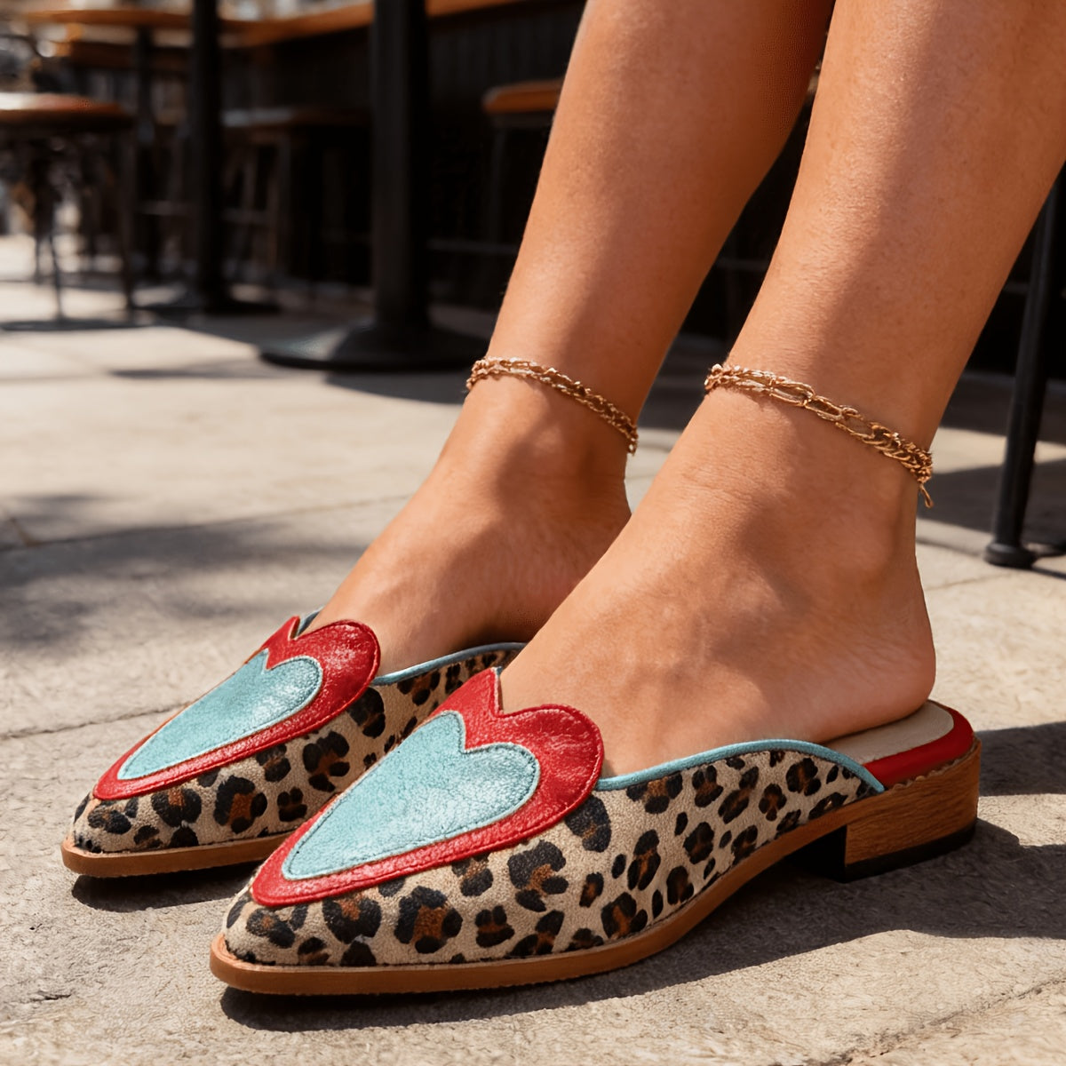 Backless Mules with Leopard Print