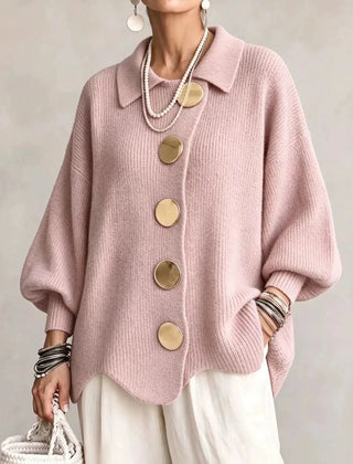 Oversized Collared Button Cardigan