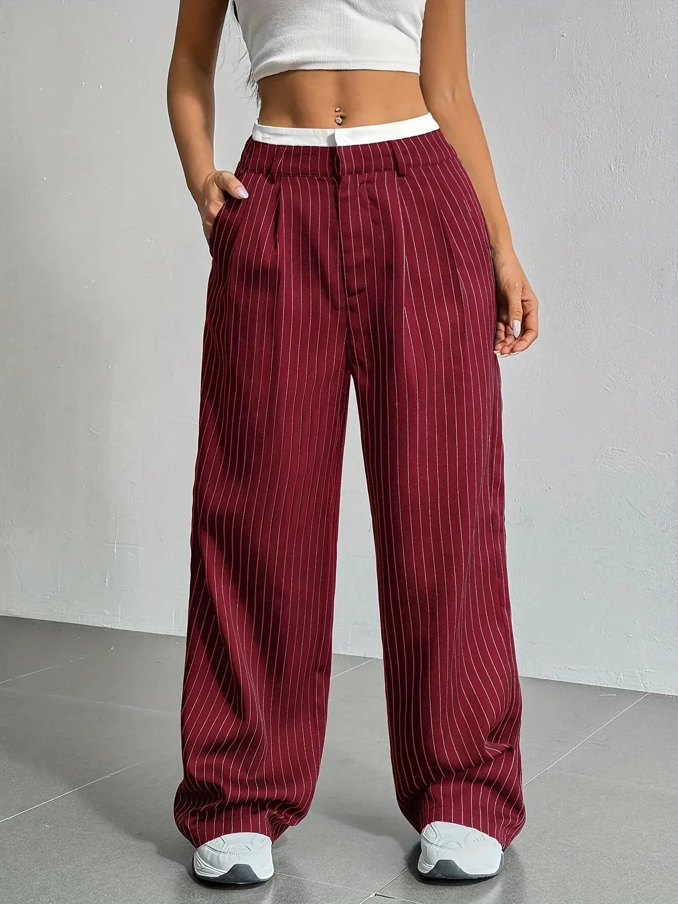 Laura | Elegant Striped High-Waist Pants