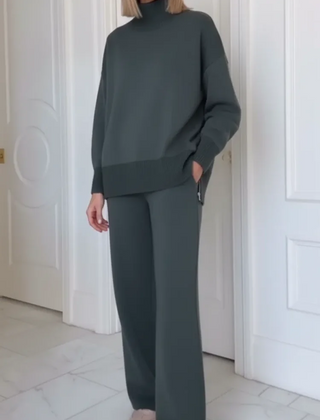 de Dos Piezas con Cuello Alto y Cremallera, Pantalones Rectos