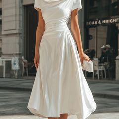 Celeste | Asymmetric Draped Midi Dress