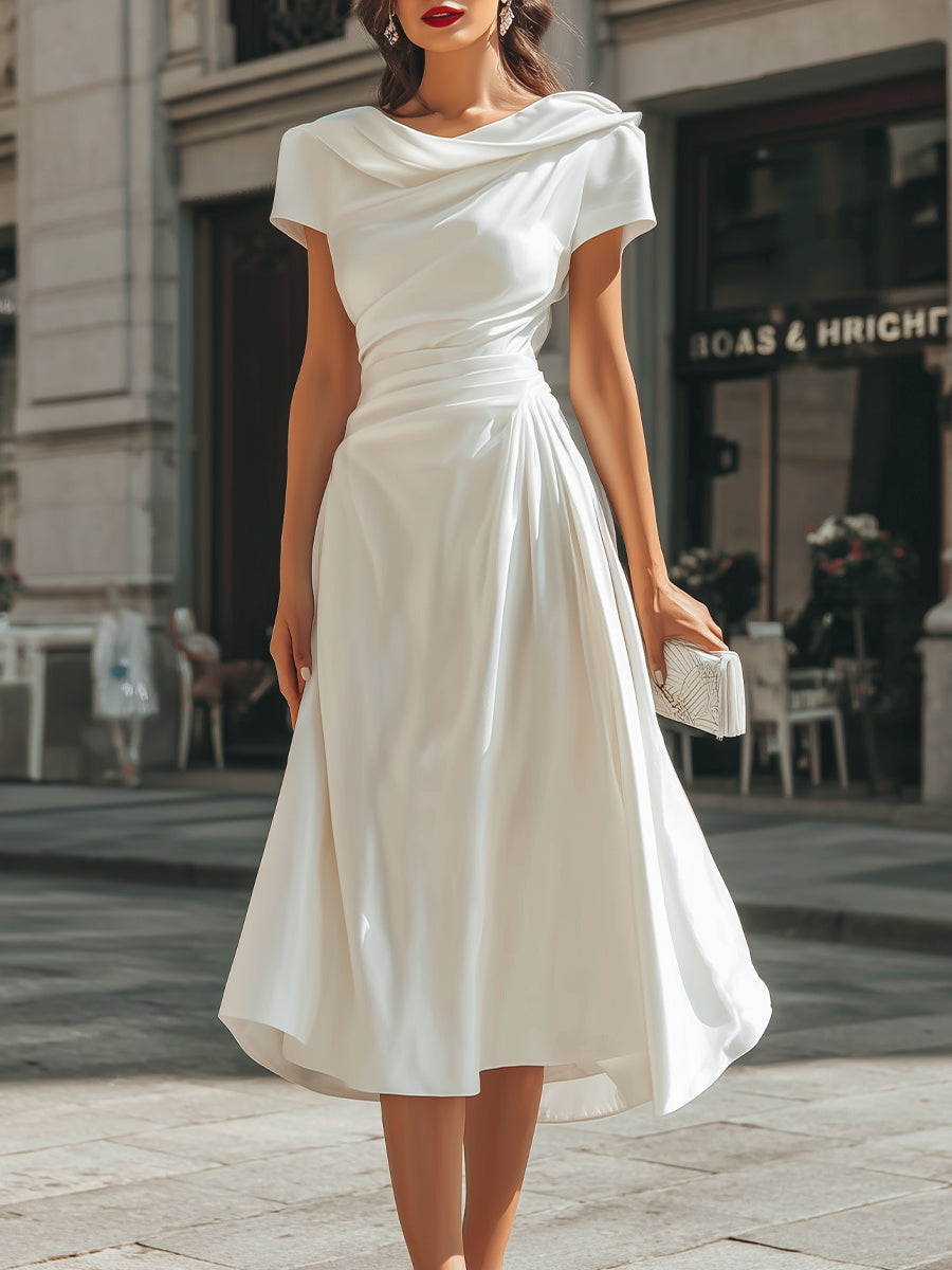 Celeste | Asymmetric Draped Midi Dress