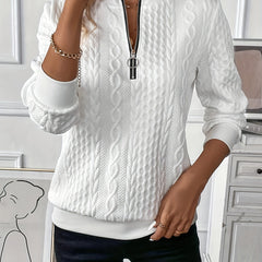 Ladies' zip-up cable knit jumper